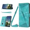 Beajew Cover per Samsung Galaxy A41 Flip Custodia in Pelle PU, Cover a Libro Portafoglio,Funzione Supporto, Magnetica,Slot Schede,Laccio Tracolla,Protettiva Custodia Resistente Antiurto-Verde