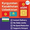 Generico Kyrgyzstan Kazakhstan Uzbekistan eSIM Supports Hotspot High Speed Data 30 Days 5 to 20GB Email Delivery (20GB for 30 Days)