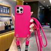 Emlivi Custodia per iPhone 16 Pro Max, Necklace in nylon, con tracolla morbida in TPU, con cordino da appendere, antiurto, per iPhone 16 Pro Max, rosso rosa