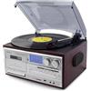 Generic Giradischi Bluetooth vintage con altoparlanti integrati, giradischi a 3 velocità, lettore CD e cassette, meno rumore, copertura antipolvere smerigliata, lettore in vinile retrò