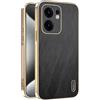 Yarxiawin Custodia per OPPO Reno 14 fs 5g Pelle, Filo Dorato Texture OPPO Reno 14 f 5g Cover Silicone Sottile Leggera Elegante Antiurto Nero Case Anti-Impronta (Nero)