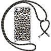 ZhuoFan Custodia con Cordino per iPhone 17e/iPhone 16e 6,1, Trasparente Aesthetic Disegni Leopardo Cover con Collana, Morbido Telaio in Silicone TPU + Rigido PC Bumper Case con Laccio, 05