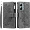 VEEMOS Custodia a libro per Xiaomi Redmi Note 13 Pro 5G, con motivo floreale, colore: grigio