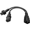 JSADZKJ Cavo splitter C20 a C13 + C5 Y C20 maschio a femmina C13 e C5 PDU prolunga cavo di alimentazione C20 maschio a C13 + C5 femmina, 32 cm/1FT(C20 a C13+C5)