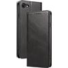 YLK Cover per iPhone SE 2022/SE 2020/iPhone 8/7, in pelle PU con chiusura magnetica, resistente agli urti, custodia protettiva a libro (nero)