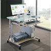 Techly Scrivania per PC Compatta in Metallo e Vetro con Ruote