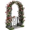 Relaxdays Arco per Rose in Metallo, Arco Rotondo con cancello a Doppia Anta, HxLxP: 206 x 114 x 50 cm, Romantico, Nero
