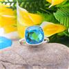 Handmade Appealing Topazio Blu Gemma 925 Argento Sterling Handmade Anello Tutte le Misure