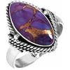 Viola Rame Gemma Pietra Turchese 925 Argento Sterling Artigianale Anello Tutti