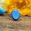 Handmade Splendido Acqua Calcedonio Gemma 925 Argento Handmade Anello Tutte le Misure C1
