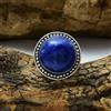 Handmade Sottile Blu Lapislazzuli Gemma 925 Argento Sterling Handmade Anello Tutti Misura