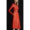 Fatto a mano Cappotto trench donna in vera pelle di agnello elegante lungo soprabito...