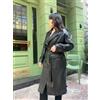 Fatto a mano Trench cappotto donna elegante nero fatto a mano pelle di agnello unico elega...