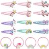 VOSSOT 16 Pezzi Mollette per Capelli Bambina Unicorno Accessori,4 Pcs mini legami per capelli colorati,12 pacchetti Mollette Capelli Bambina Neonata,Glitter Fermagli Sirenetta Accessori Capelli Bambina