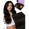 Fshine Extension Capelli Veri Genius Tessitura 60 cm 60 g Extension Tessitura Capelli Veri Lisci Umani Castano Scuro Extensions Trama Naturale Colore 2