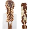 Aomig Allungato Intrecciare, Bicolore Parrucca Treccine Jumbo Estensioni dei Capelli Resistenti ai Calore, Parrucca Rasta per Crochet Twist Intrecciare i Capelli Africane Extension, Marrone+Bianco