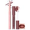 Prreal Set di 2 lucidalabbra marrone e burro, lucidalabbra opaco con olio idratante per labbra a lunga durata, waterproof Smooth Silky Lip Kit,03