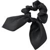 Blausky Elasitc - 2 elastici per capelli da donna, con fiocco morbido, con orecchie di coniglio, per capelli spessi e ricci, colore nero