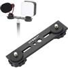 UTEBIT 5'' Dual Flash Bracket Staffa, Supporto per Flash in Alluminio con Filettatura da 1/4' e 3/8'' per Fotocamera con Doppia Slitta a Contatto Caldo per Fotocamera DSLR, Luce LED, Microfono