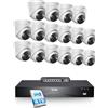 ZOSI 4K 8MP Kit Telecamere di Sorveglianza per Esterni con Switch di Rete a 8 Porte, 16 Telecamere PoE e NVR a 16 Canali da 4 TB, Riconoscimento di Persone/Veicoli tramite AI, Audio Bidirezionale