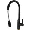 HOMEONENIC Rubinetto da Cucina con Indicatore LED, Rubinetto Cucina Estensibile Girevole a 360°, Rubinetto Cucina 0-50℃ Intervallo di Temperatura 3 Modalità di Flusso d'Acqua: Bolla, Doccia, Scrub (Nero)