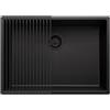 PRIMAGRAN Lavello sottotop Tutto Nero 66x47cm, Lavandino in Granito a 1 vasca + Set di accessori, Lavabo da Cucina al Mobile 70cm - London S439