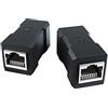 KabelDirekt 2 accoppiatori LAN - connettori di rete e accoppiatori Ethernet due prese RJ45, collega ed estende facilmente i cavi patch, CAT 7 per fino a 10 Gbit/s, nero