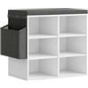 WOLTU Panca Scarpiera da Ingresso, Scaffale Porta Scarpe a 6 Scomparti con Seduta Imbottita, Mobile da Ingresso Salvaspazio in Legno, Bianco, 51,6x30x48,5 cm