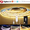 YSRSAI 5V USB Tuya Zigbee 3.0 COB LED Strip Light 1m-5m Bianco caldo Flessibile Luci dimmerabili 320leds/m Decorazione della casa per Alexa Google