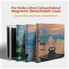 twosheep Custodia magnetica rimovibile Twosheep per Kobo Libra Colour Kobo Libra2 con slot per stilo, retro trasparente, funzione Auto Wake, design Monet Cats