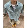 YUNZHAOLU Camicia da uomo per vacanze al mare, camicia casual ampia con stampa, collo a revers, maniche corte, leggera, traspirante, alla moda, streetwear, abbinabile con tutto.