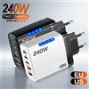 NONE Caricatore da Tavolo GaN 5 IN 1 per iPhone 17 16 Pro Laptop Samsung, Adattatore di Ricarica Rapida 240W, Cavo USB a Type-C 10A, Caricatore 3PD 2USB