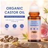 NONE Olio di Ricino Biologico con Applicatore a Sfera in Quarzo Rosa, 100% Puro Pressato a Freddo Senza Esano, per Massaggio Corpo, Sopracciglia e Cura della Pelle