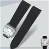 NONE Per Cartier Santos 100 W2020007 Cinturini in gomma Chiusura pieghevole in acciaio inossidabile Cinturino nero Cinturino impermeabile in silicone 25mm