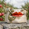 Ceramiche di Caltagirone Sofia Scatola Medusa in Ceramica — Labbra Oro e Lustri, Serpenti Applicati, Madreperla Antichizzato - cm 21x13 / Linea Medusa