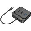 HOCO Adattatore HUB 6in1 tipo C per HDTV+RJ45+USB3.0+USB2.0*2+PD100W 0,2 m HB37 nero
