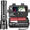 Shadowhawk Torce ad alta potenza 24H Illuminazione | Militare 100000 lumen 30 W Torcia LED Potente Rechargeable(2 batterie 5000 mAh), tattica per campeggio/emergenze/escursionismo, schermo LCD e IP67