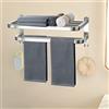 DDS-DUDES Portasciugamani da bagno Scaffale per asciugamani con doppie barre porta asciugamani Supporto da parete per lavabo con ganci in acciaio inox Hotel Bath Rack 38,1 cm