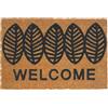 Relaxdays zerbino, fibra di cocco e PVC, Welcome & foglie, 60x40, interni/esterni, antiscivolo, naturale/nero