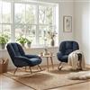 MEUBLE COSY Set di 2 Sedia a Dondolo Imbottita Poltrona Relax con Schienale Seduta Extra Larga in Tissu Chenille, per Soggiorno Cameretta, Gambe in Legno, Blu