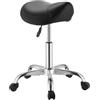 VEVOR Sgabello a Sella con Ruote per Salone, Sedile Ergonomico Portata Massima 226,8 kg, Altezza Regolabile, in Similpelle, Sgabello Girevole a 360° con Ruote, Colore Nero, per Bar e Centri Massaggi