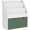 AIYAPLAY Libreria per Bambini 3-8 Anni a 3 Ripiani con Cassetto Inferiore, in MDF, 62.5x30x70 cm, Verde | Aosom Italy