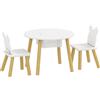AIYAPLAY Set con Tavolo e 2 Sedie per Bambini con Schienale a Orsetto, Tavolino con Vano Contenitore, Bianco | Aosom Italy
