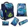 Undercover Set di zaini per la prima classe - Contenuto personalizzato con nome - Zaino per la scuola elementare per ragazzi e ragazze, Jurassic World Dino (Navy), 5-teilig, Set di zaini per la scuola