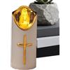 Generic Candela a LED senza fiamma con croce dorata - Candela commemorativa a LED tremolante riutilizzabile per commemorazioni del cimitero e lanterne commemorative per animali | Candela funebre a batteria