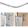 Strength Enemy Asta Per Tenda da Doccia Telescopica Senza Foratura, Bastone Tenda Doccia A Forma di L In Acciaio Inox 304 Con 18 Anelli, 75-105 x 115-175 cm, Nessuna Staffa da Soffitto Richiesta, Per Bagno - Argento