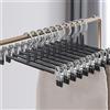 Supmaker Grucce per pantaloni in metallo, 10 pezzi, grucce per pantaloni, calze, gonne, 30 cm, antiscivolo, cromate, con clip, elevata capacità