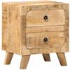 vidaXL Comodino 40x32x46 cm in Legno Massello di Mango Grezzo, tavolino per Camera da Letto, mobili per Camera da Letto, cassettiera Comodino