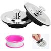 XRVRILE 2 Pezzi Tappo Vasca Universale 42-44 mm, Tappo Scarico Vasca Con Nastro Sigillante, Tappo Lavandino E Doccia Anti Perdita Per Cucina Bagno