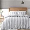 Catherine Lansfield Cove - Set copripiumino singolo reversibile con federa, motivo a righe, colore: grigio argento